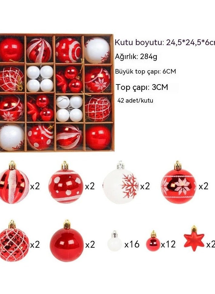 New Year New Year's Tree Ornament Set New Year's Ball Colour:Red - White