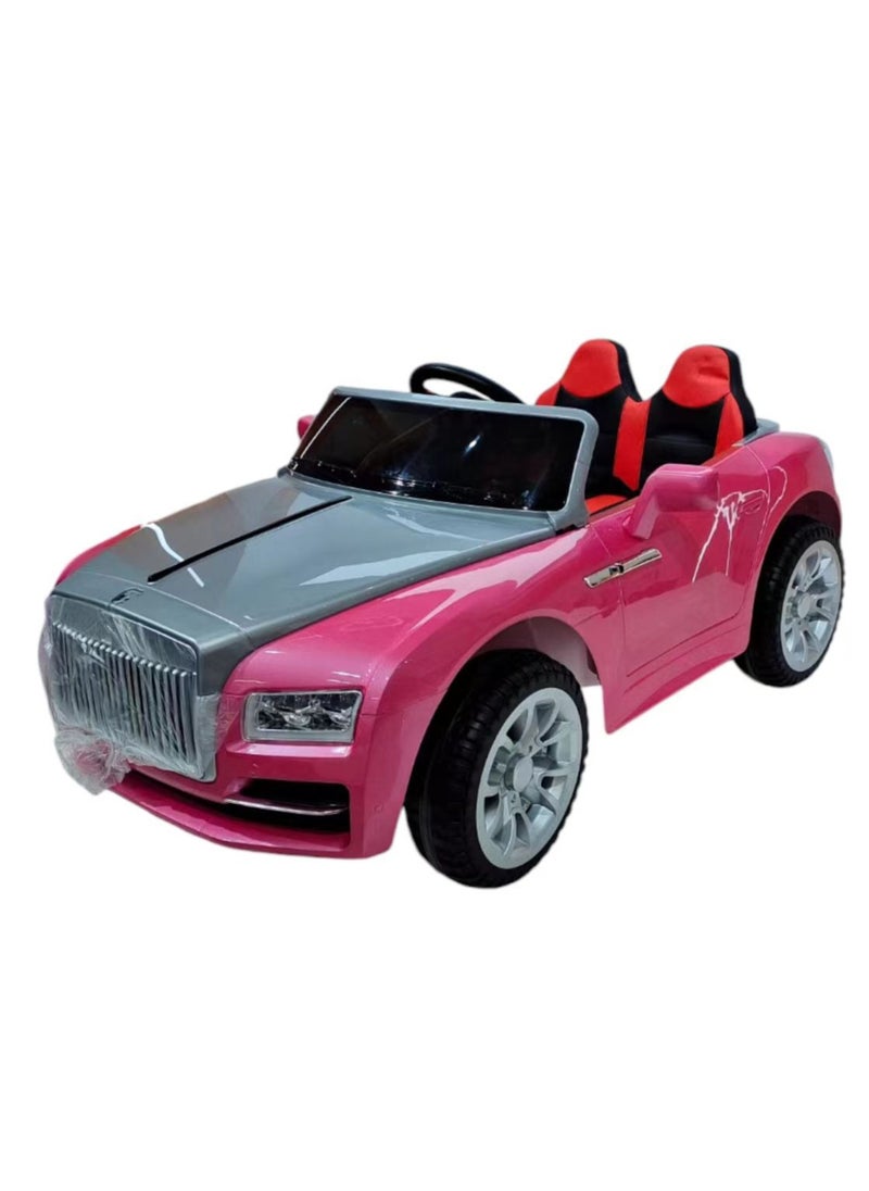 Lovely Baby Ride-On Car for Kids LB-8585DX, 12V Battery-Powered Vehicle with Remote Control, EVA Wheels, Leather Seat, MP3, USB & Seat Belt, Safe Toy Car for Toddlers - Pink