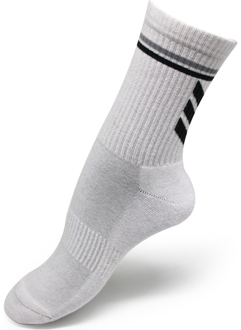 White Color Patterned Towel Sole Sports Socks