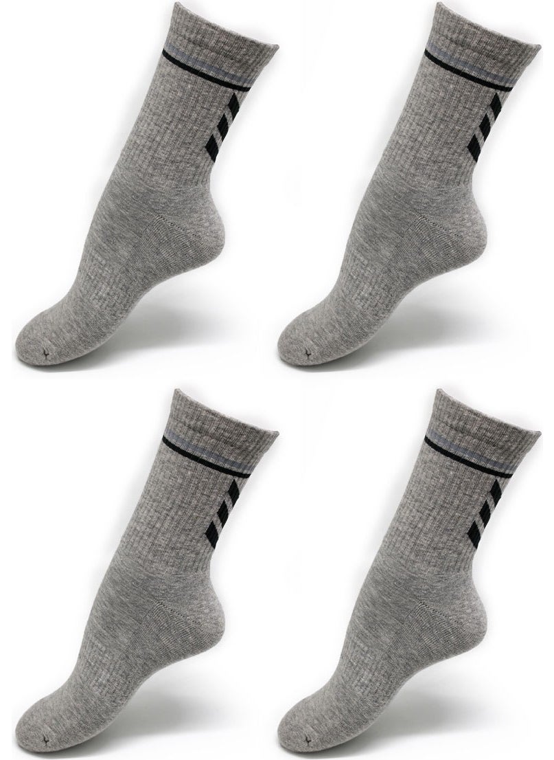 Gray Melange Patterned Towel Sole Sports Socks