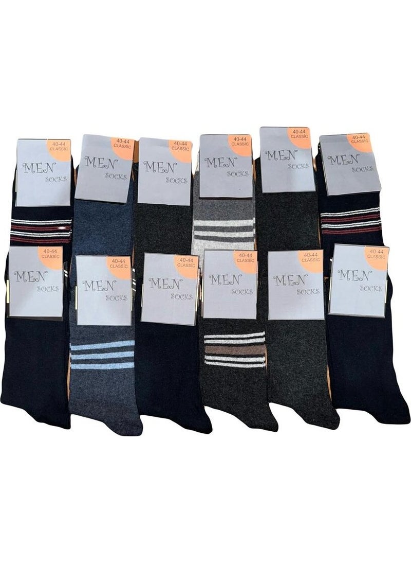 Male Socket Plain and Patterned Mixed Socks 12 Pack