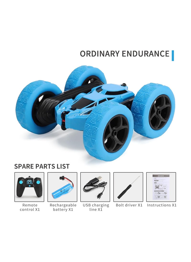 Remote Control Car Double Sided 360°Rotating 4WD RC Cars with Headlights 2.4GHz Electric Race Stunt Toy Car Rechargeable Toy Cars for Boys Girls Birthday (Blue)