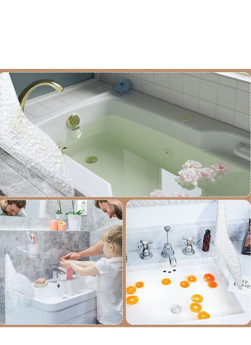 Acrylic Shower Splash Guards - 2PCS Water Ripple Self-Adhesive Bathtub Corner Splash Guard for Bathtub, Tub Splash Guards to Keep Water in Shower, Transparent Stone Pattern