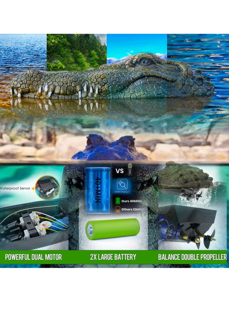 2.4 GHz Remote Control Alligator Head RC Boats Water Toys for Pools and Lakes Large Decoy and Floating Crocodile Head Prank High Simulation Alligator Head RC Boats Prank Toys for Adults and Kids