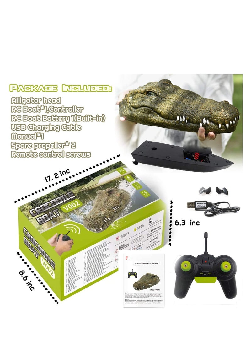 2.4 GHz Remote Control Alligator Head RC Boats Water Toys for Pools and Lakes Large Decoy and Floating Crocodile Head Prank High Simulation Alligator Head RC Boats Prank Toys for Adults and Kids