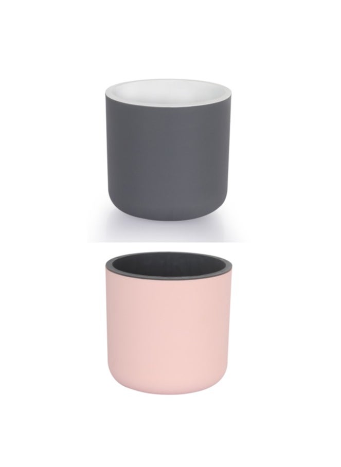 Set of 2pcs Lorenzo Self Watering Pot, Plastic Planter Pot- Peach, Grey Color