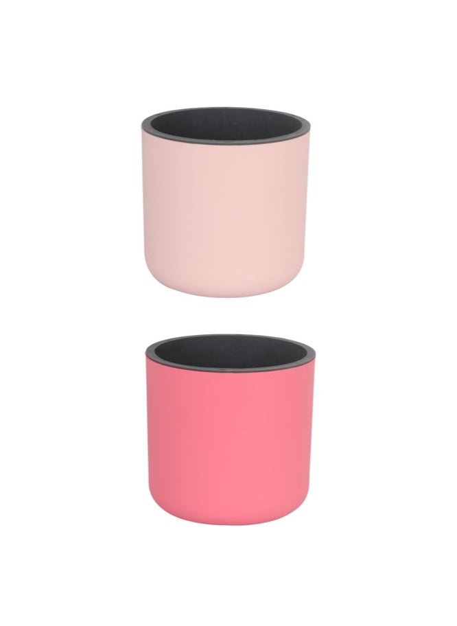 Set of 2pcs Lorenzo Self Watering Pot, Plastic Planter Pot- Peach, Baby Pink Color