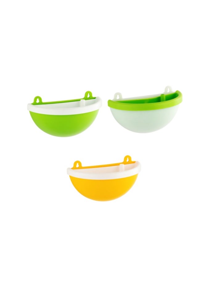 3pcs Arc Self Watering Plastic Pot Wall Hanging- White, Yellow & Green Color