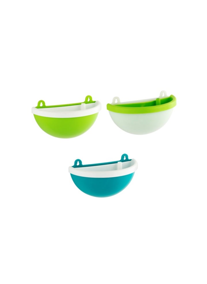 3pcs Arc Self Watering Plastic Pot Wall Hanging- White, Sea Green, Green Color