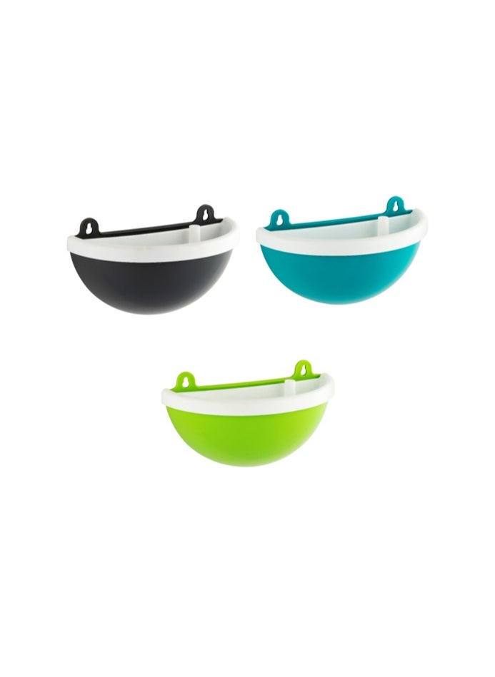 3pcs Arc Self Watering Plastic Pot Wall Hanging- Grey, Sea Green, Green Color