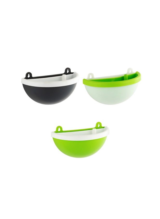 3pcs Arc Self Watering Plastic Pot Wall Hanging- White, Grey, Green Color