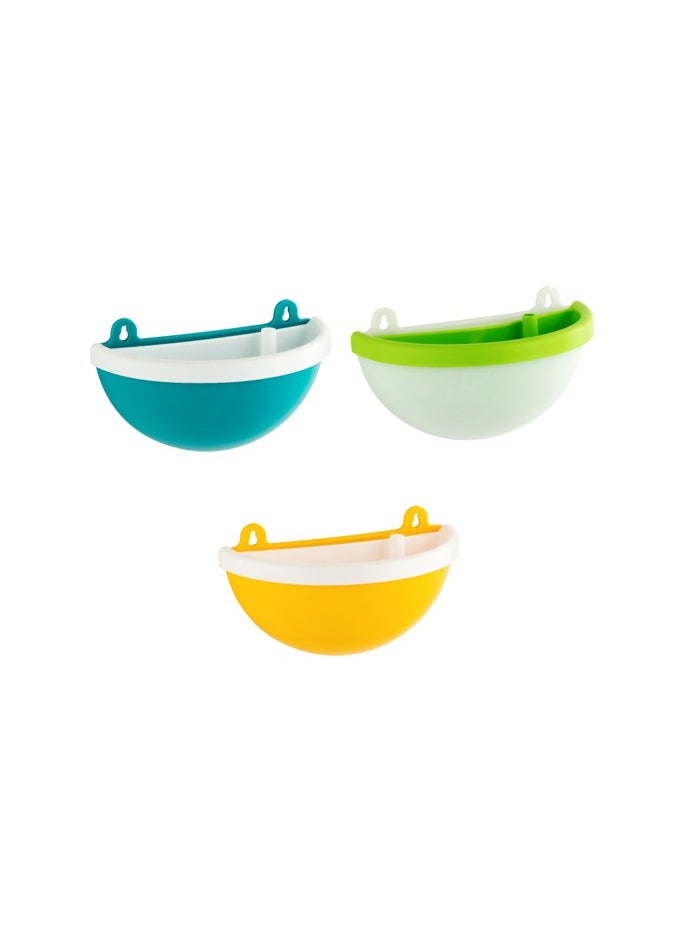 3pcs Arc Self Watering Plastic Pot Wall Hanging- White, Sea Green, Yellow Color