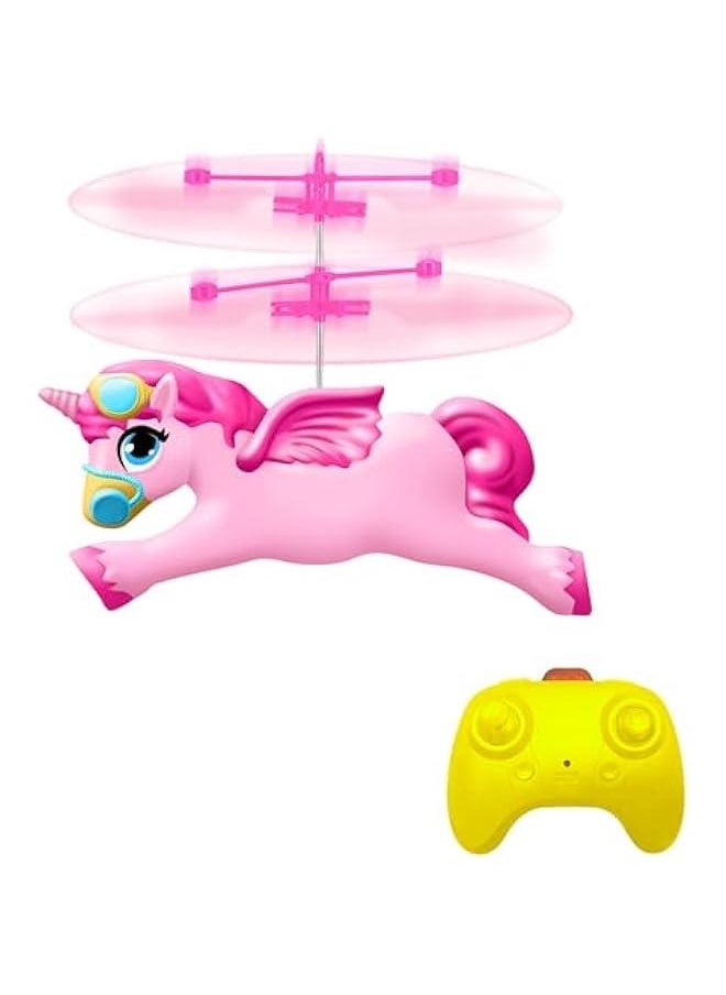 Unicorn Remote Control Helicopter, Flying Unicorn Toys for Girls Age 6-8 9-14 Years and Up, Rechargeable 2 Channel Rc Helicopter Mini Drone Flying Toy with LED Lights for Kids Indoors Birthday Gift