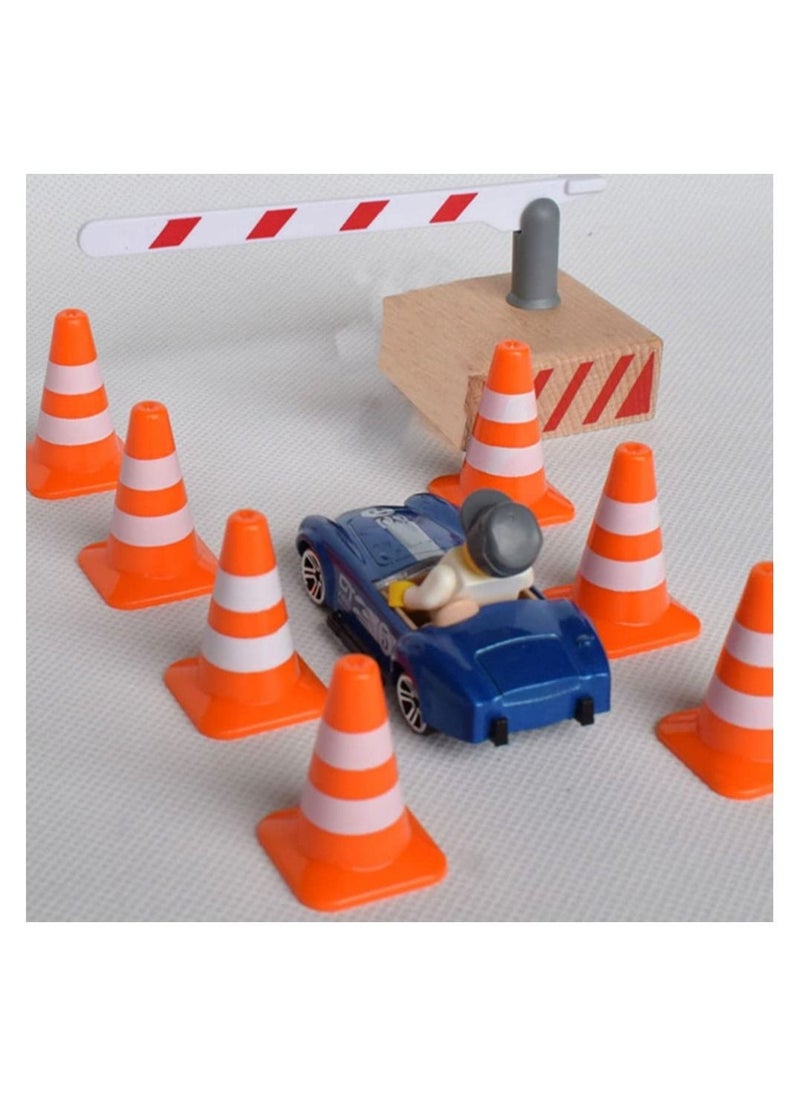 Traffic Road Cones, 14Pcs Small Traffic Signs Toys Roadblocks Pretend Play Toys Miniature Traffic Cones for Sand Table Engineering Construction