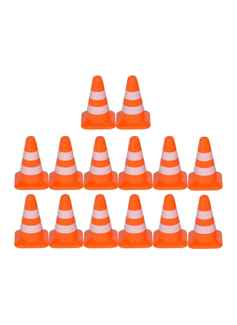 Traffic Road Cones, 14Pcs Small Traffic Signs Toys Roadblocks Pretend Play Toys Miniature Traffic Cones for Sand Table Engineering Construction