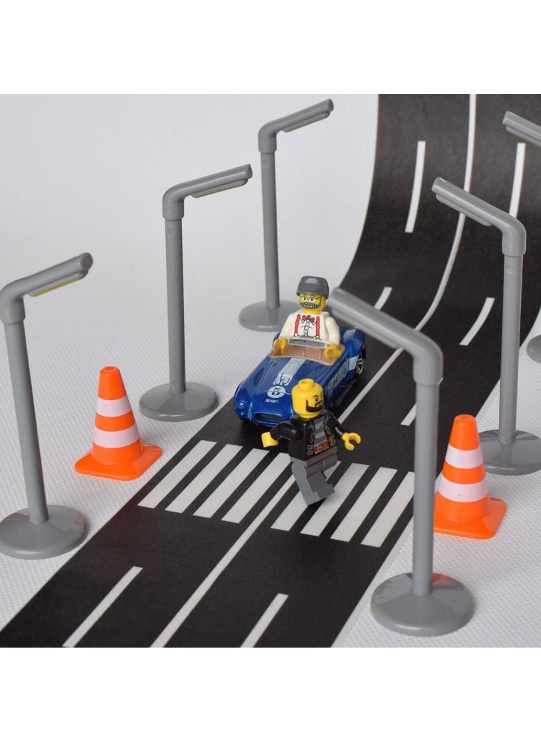 Traffic Road Cones, 14Pcs Small Traffic Signs Toys Roadblocks Pretend Play Toys Miniature Traffic Cones for Sand Table Engineering Construction