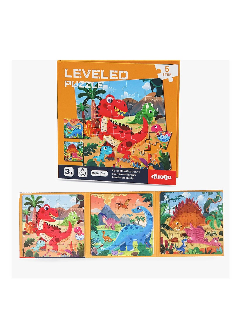 Magnetic Puzzles for Kids Ages 3-7, Dinosaur Themed Magnetic Travel Puzzles Toys, 3 Styles Dinosaur Wooden Jigsaw Puzzle Toys, Travel Games and Travel Toys, for Boys and Girls