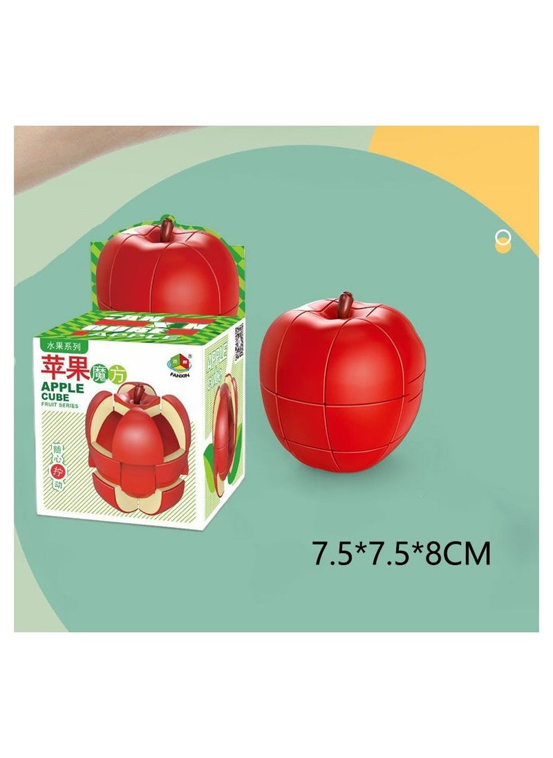 Rubix Cube,Third Level Fruit Cube, Speed Cube 3×3 Apple Magic Cube 1:1 Realistic 3D Fruit Cube Special-Shaped Puzzle Cube Children's Educational Toys (Apple)