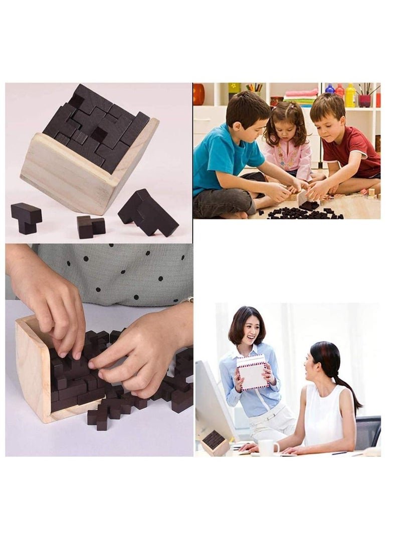 MAKINGTEC Wooden Brain Teaser Puzzle Cube Wooden Puzzles T-Shaped Jigsaw Logic Puzzle Educational Toy for Kids and Adults for Unlock Interlock Puzzle Wooden Toys