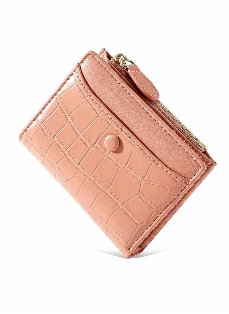 Small Purses for Women Fashion Stone Pattern Girls Wallet Thin and Light Card Holder Organizer (Pink)