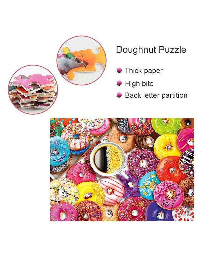 Creative Jigsaw,1000 Piece Jigsaw Puzzle Educational Puzzle Family Game Gift for Adults and Kids Large Pieces Puzzle Multicolor (Coffee and Donuts)