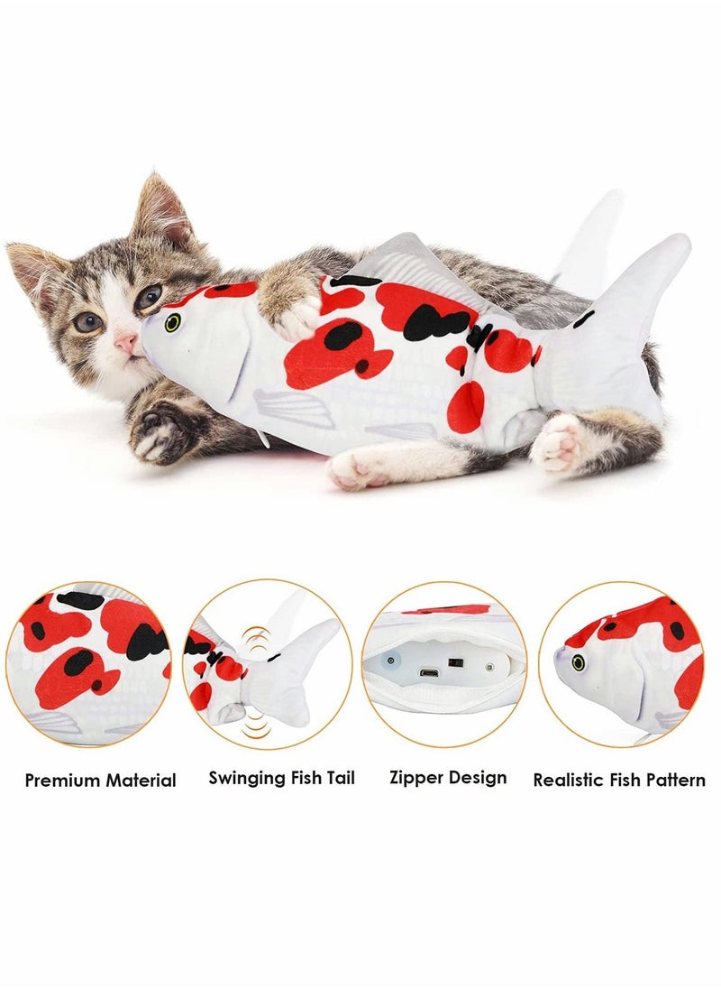 Cat Toy, Floppy Fish, Simulation Fish, Jumping Fish, Realistic Plush Waggle Fish, 350mah Large Battery Usb Rechargeable Electric Moving Fish Interactive Toys, for Cats Pets Children