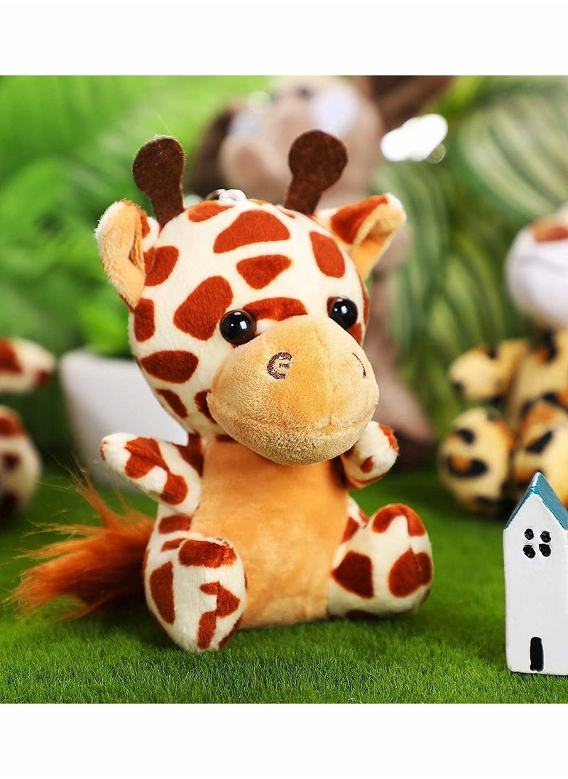 Toy Decorations, 6 Pieces Mini Stuffed Forest Animals Jungle Animal Plush Toys in 4.8 Inch Cute Plush Elephant Lion Giraffe Tiger Plush for Animal Themed Parties