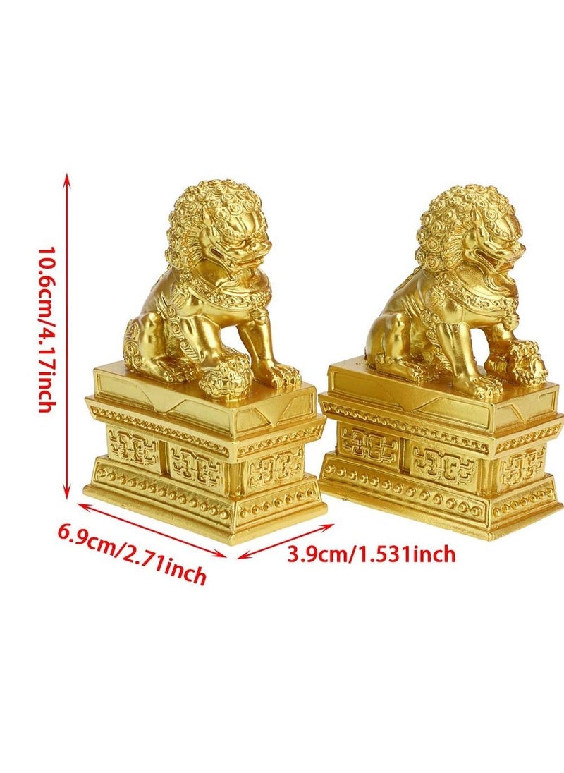 Chinese Style Pair of Lion Statue, Foo Dogs Decor Stone Lion,Chinese Style Feng Shui Statues Auspicious Ornaments,  Suitable for Home Decor, Store Opening Gift, House Warming