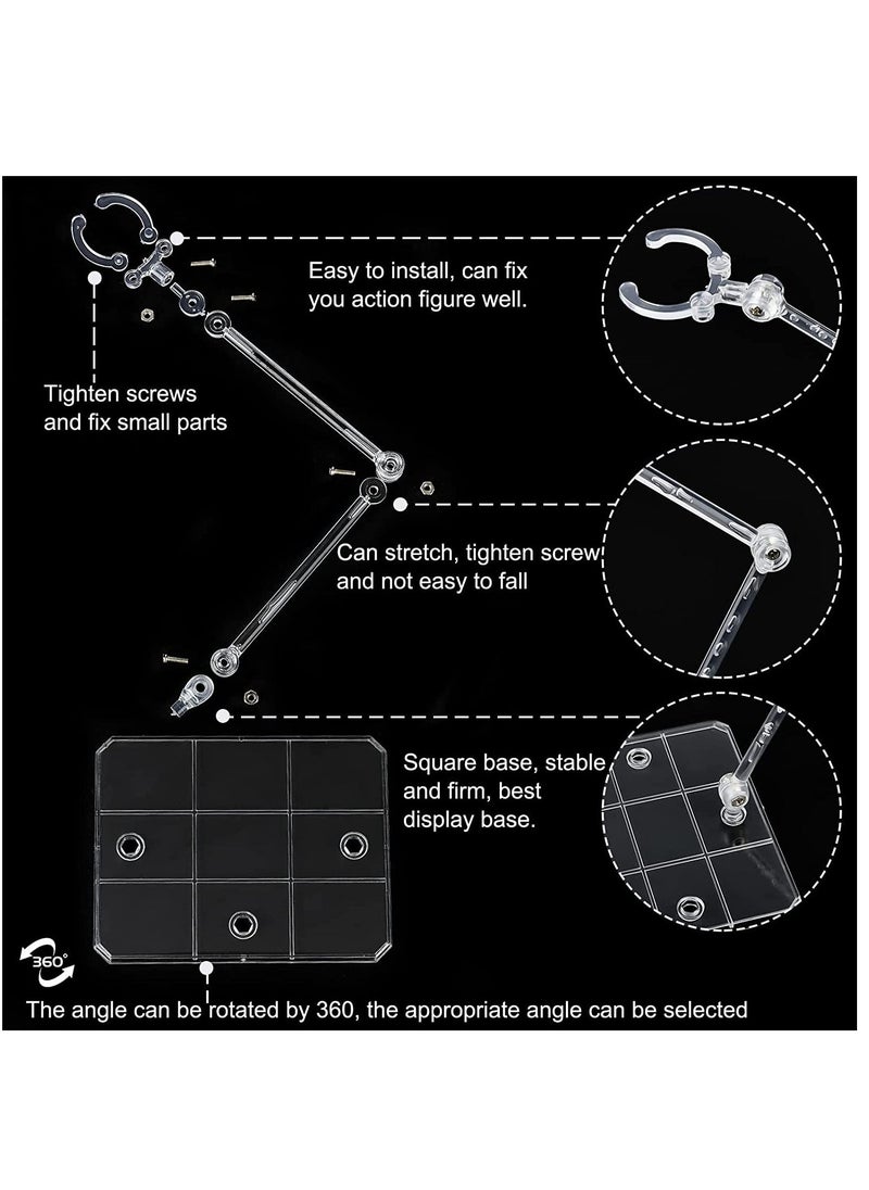 8Pcs Action Figure Stand Assembly Action Figure Display Holder Base Doll Model Support Stand for 6 inch Action Figures or Effects Clear 1/144 HG/RG Figure Model Toy