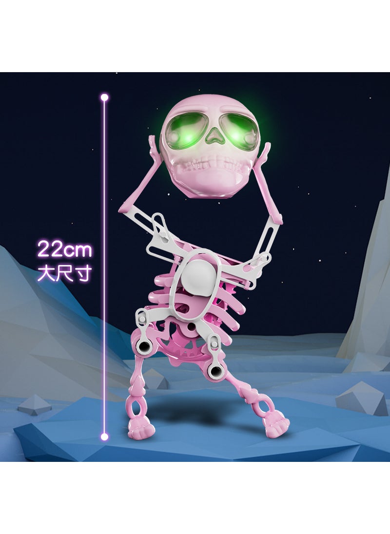 Dancing Skeleton Wind-up 3D Print Novelty ToyPink and White-dancing skull [22cm + Sound + light]] Pink and White-dancing skull [22cm + Sound + light]]