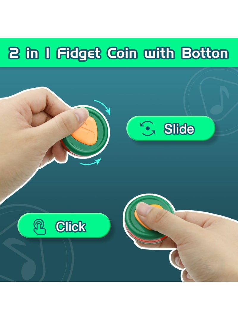 2-in-1 Fidget Slider Toy with Magnetic Button, Haptic Coin, Slider, and Press EDC Fidget Toy for Stress Relief, Ideal for Adults and Kids