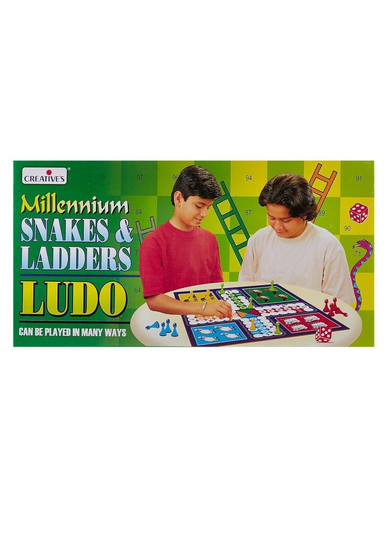 Creative's Millennium Ludo and Snakes & Ladders Board Game |Play Board | Ludo Game | Saap Seedhi Travel Board Game for Child devlopment Ages -3...