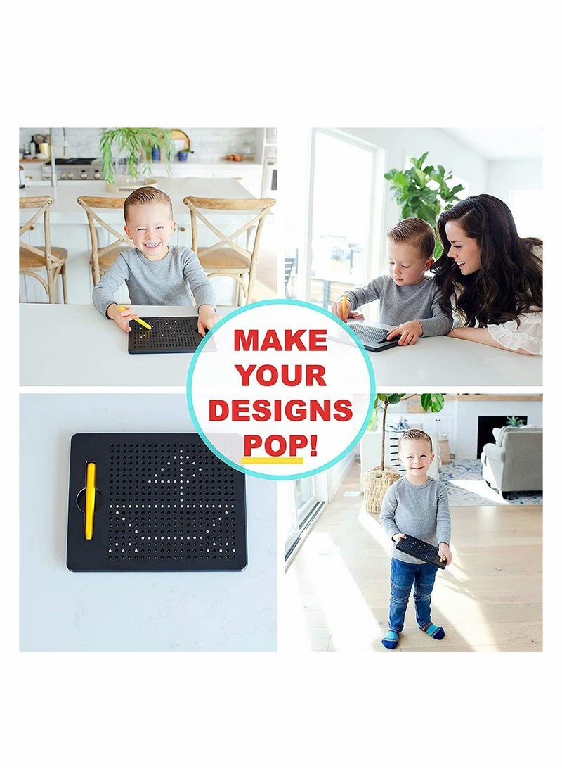 Magnetic Drawing Board for Toddlers with Beads and Drawing Stylus Toy Gift for Kids Road Trip Activities Fun Doodle Tablet Improves Fine Motor Skills