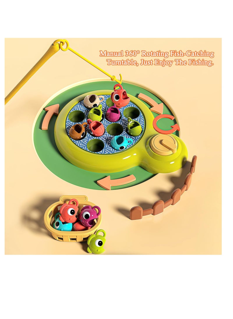 Light Up Fishing Game Toys, Rotating Fishing Game with Music, Hammering Pounding Toy, Magnetic Fishing Game, Whack a Mole Game, Party Game Toys for Kids Age 4 5 6 7 8 and Up