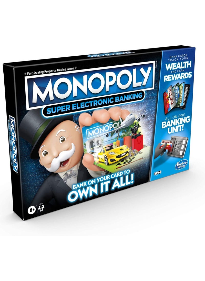 Monopoly Super Electronic Banking Game, Ultimate Rewards Board Game – Digital Cards, Unique Rewards, Property Trading, and Fly to Any Property, Ages 8+