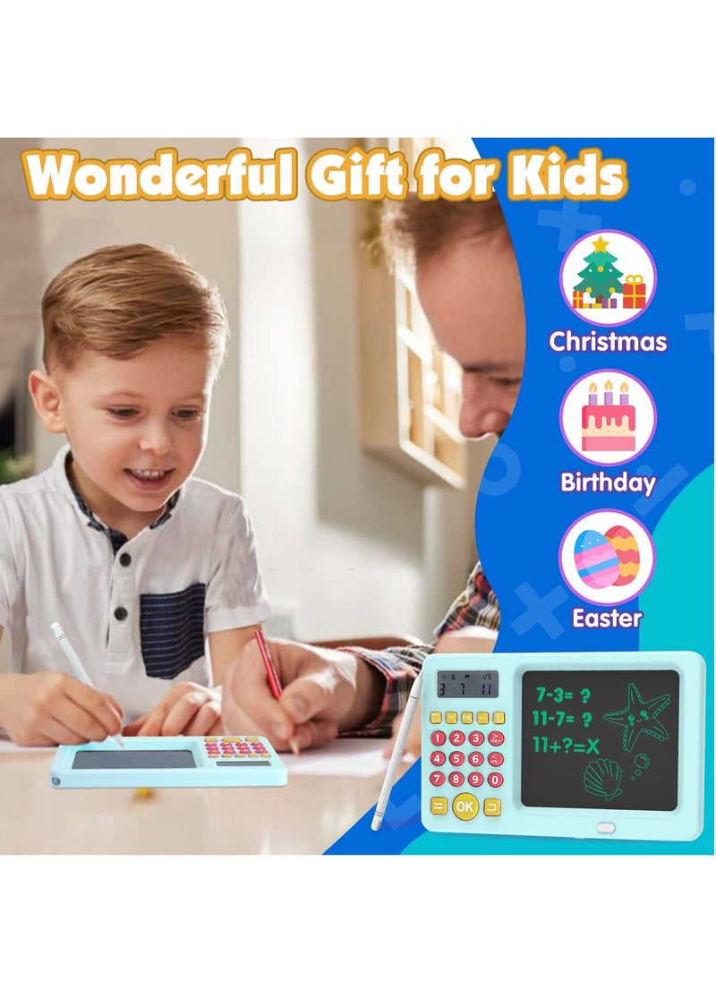 LCD Writing Tablet Toy for Kids Math Games for Kids 6 7 8, Electronic Math Games Toys for Learning Math, Birthday Gifts for Boys Girls Blue