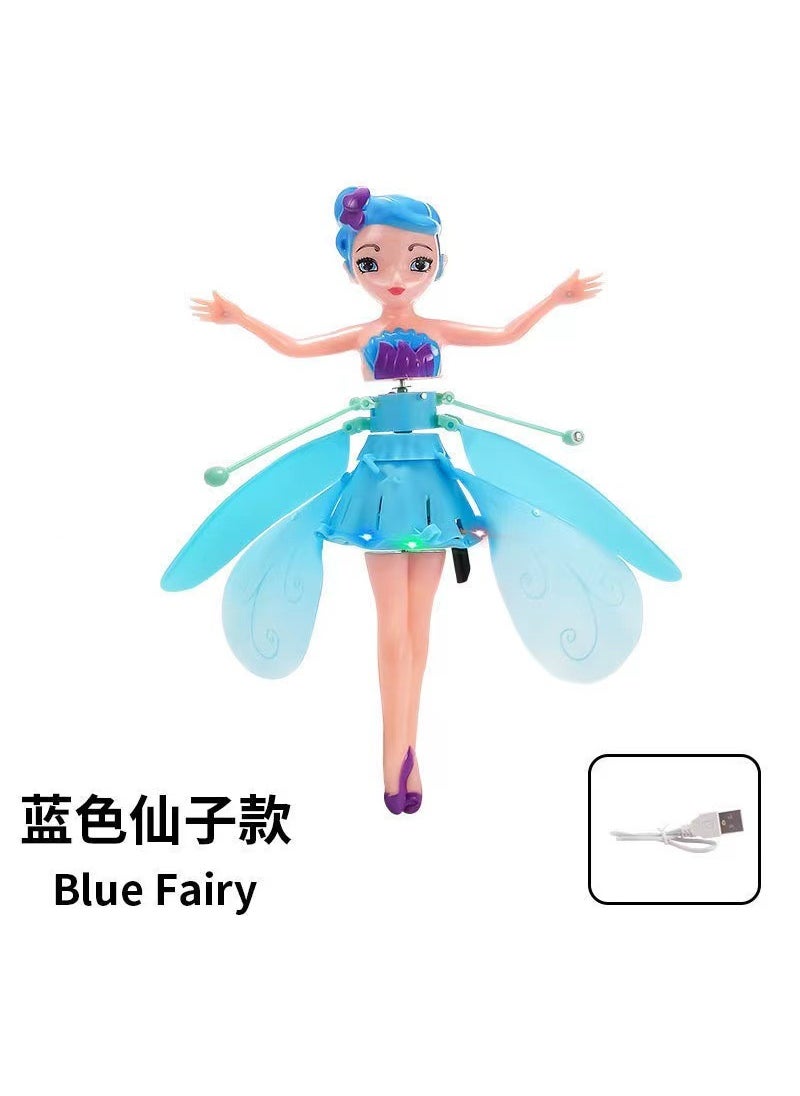 Smart Hovering Helicopter Induction Toy with LED Lights Blue Flower Fairy