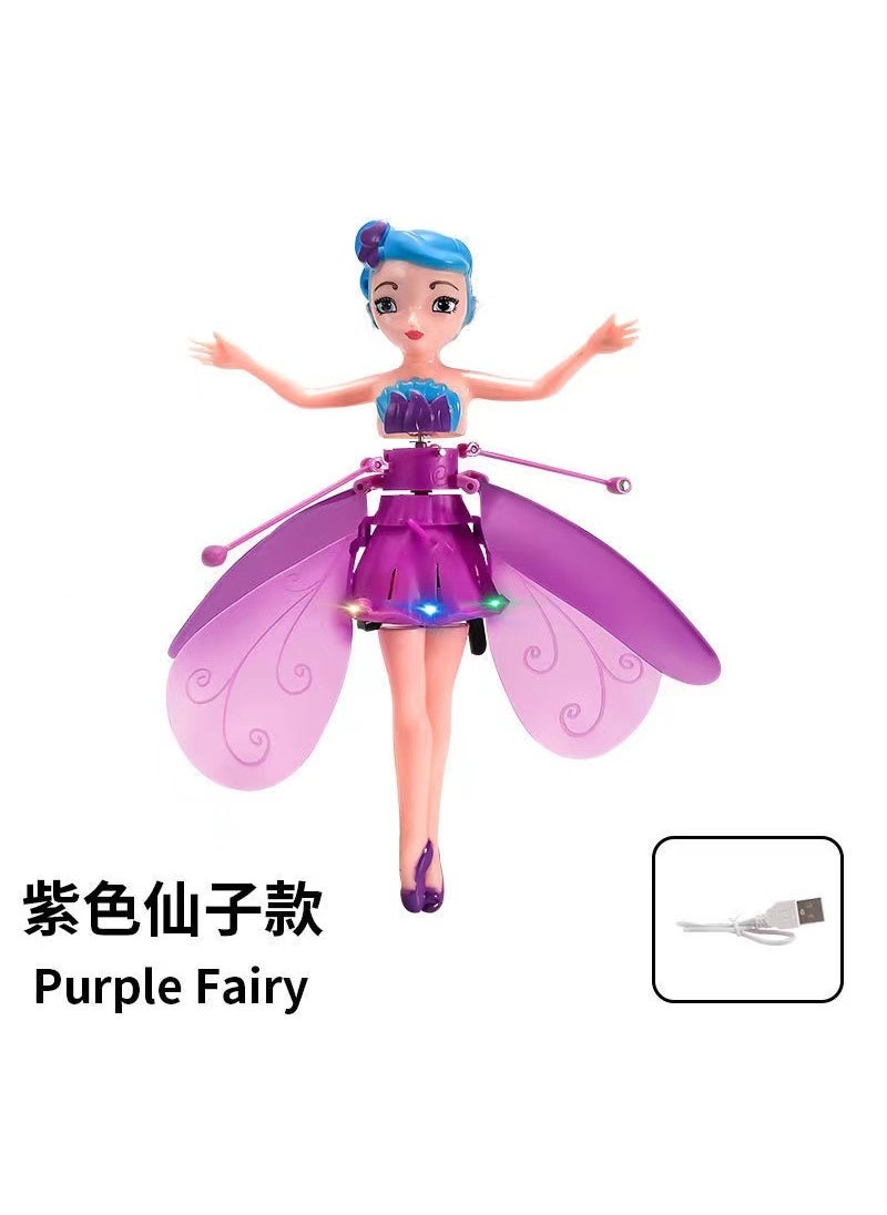 Smart Hovering Helicopter Induction Toy with LED Lights Purple Flower Fairy