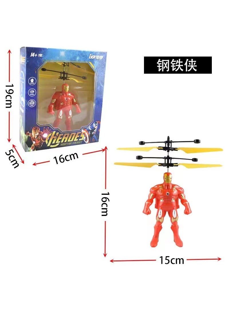 Smart Hovering Helicopter Induction Toy with LED Lights Iron Man