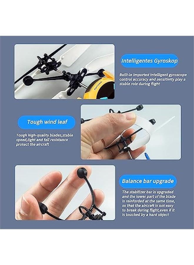 Rc Flying Robot Toys for 5 6 7 8-12 Years Old Boys Girls- Remote Control Helicopter Built-in LED Mini Drone Flying Toy for Kids & Adults Indoor Outdoor Games Birthday Gift, Yellow