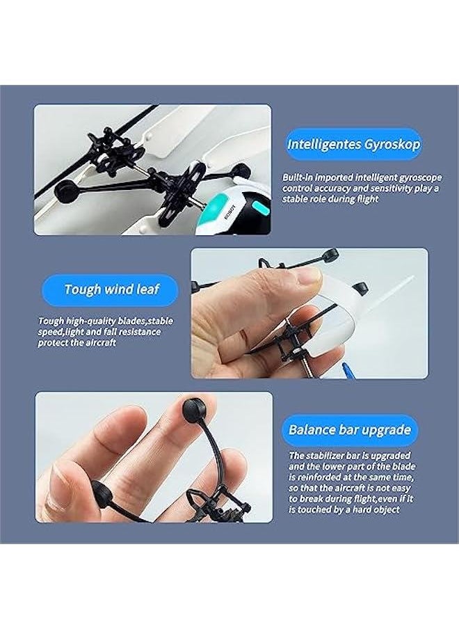 Rc Flying Robot Toys for 5 6 7 8-12 Years Old Boys Girls- Remote Control Helicopter Built-in LED Mini Drone Flying Toy for Kids & Adults Indoor Outdoor Games Birthday Gift, White