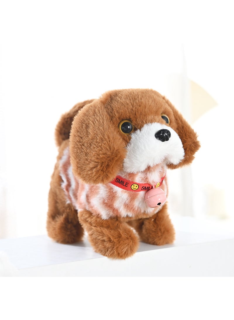 plush electric doll pet doll simulation electronic puppy forward and backward walking childrens toy dogMatching stripes Brown Matching stripes Brown