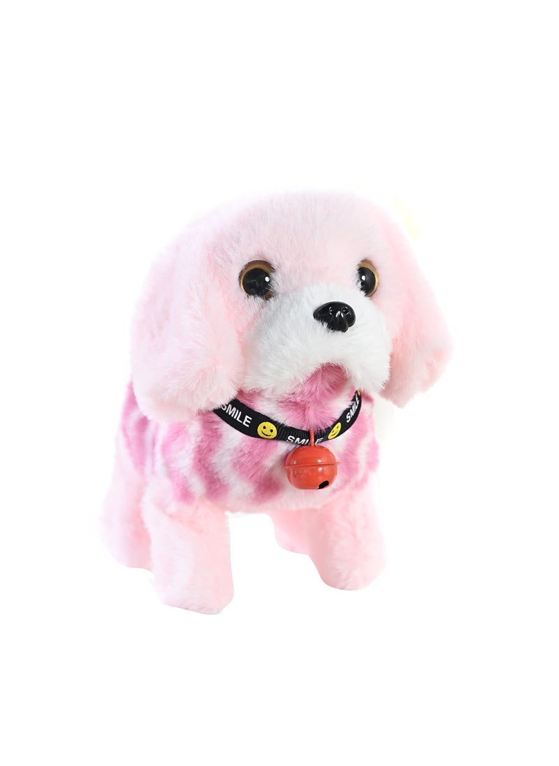 plush electric doll pet doll simulation electronic puppy forward and backward walking childrens toy dogPatchwork striped pink Patchwork striped pink