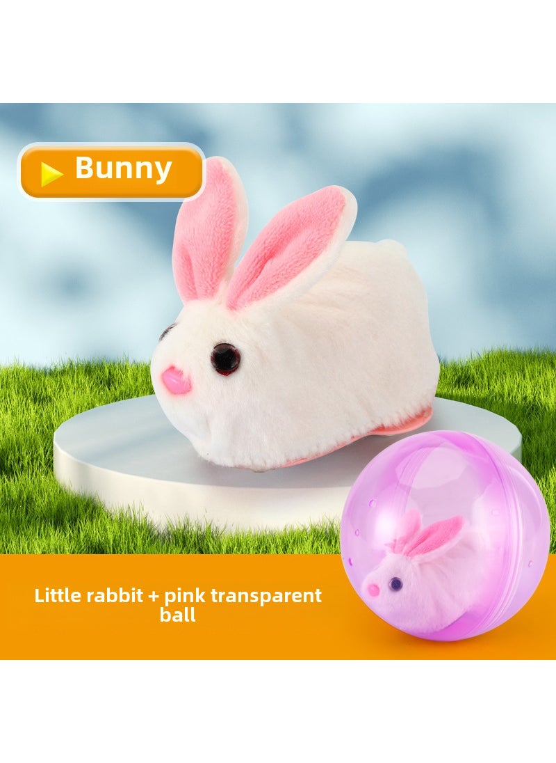 Electronic Bunny  Kitten Rolling Ball Toy [Color box] small white rabbit crawling ball (pink ball)