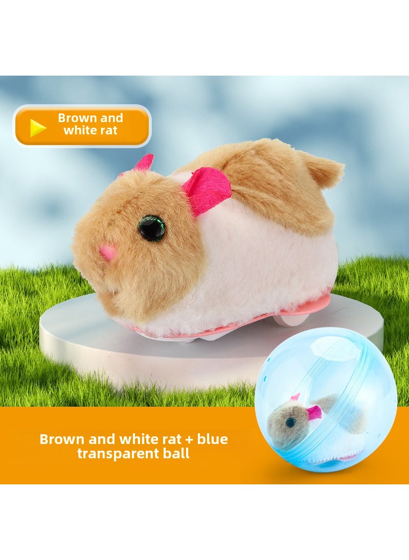 Electronic Bunny  Kitten Rolling Ball Toy [Color box] yellow and white hamster crawling ball (Blue Ball)