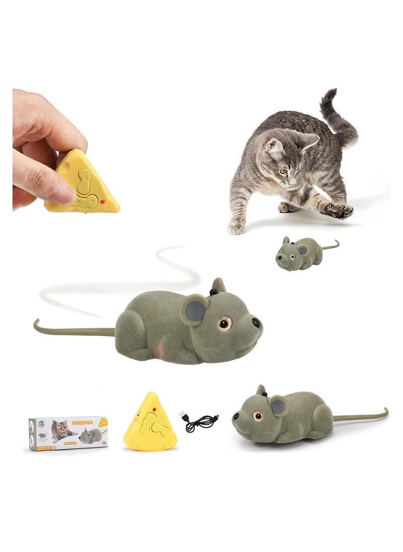 Interactive Cat Toy Mouse,  Remote Control Infrared Induction Simulation Mouse, USB Rechargeable, Wireless Electronic Mice Pet Toy for Kitten Indoor/Outdoor Exercise, and Chase and Exercise