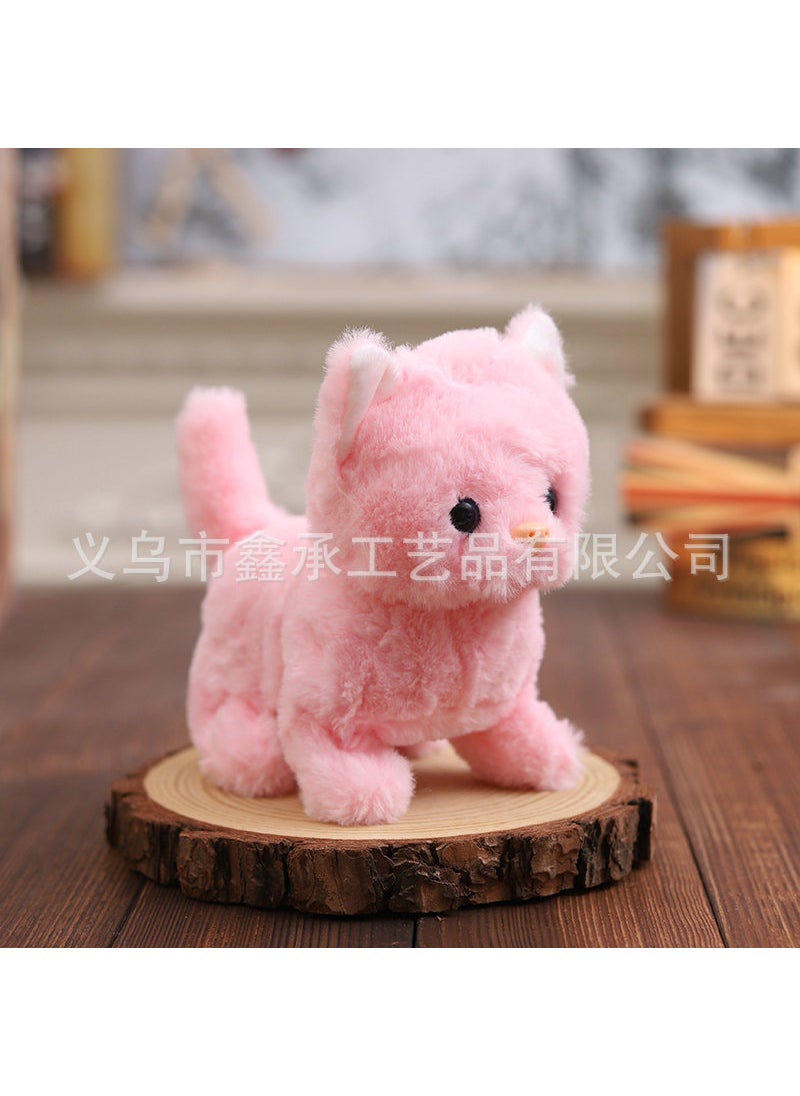 Electric Plush Cat Toy for Kids 1-3 Small brown cat