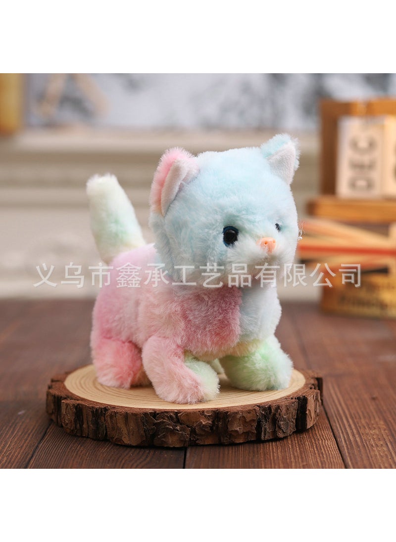 Electric Plush Cat Toy for Kids 1-3 Tie-dyed kitten (random fabric)