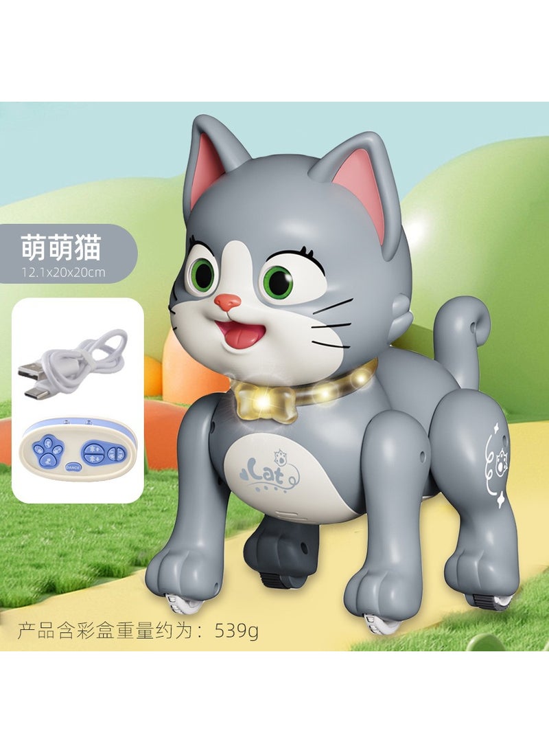 Multifunctional RC Robot Cat Toy with Sound and Light Effects 10-way 2.4G remote control cat (gray)