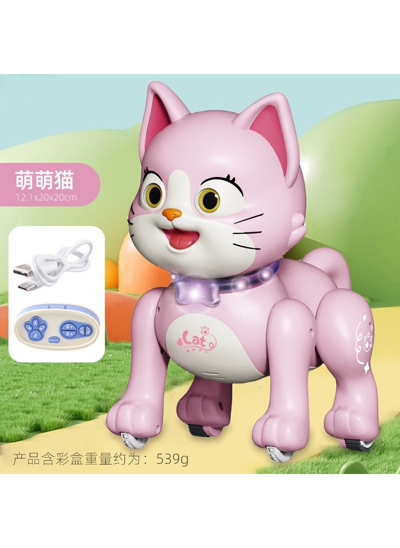 Multifunctional RC Robot Cat Toy with Sound and Light Effects 10 2.4G remote control cat (pink)